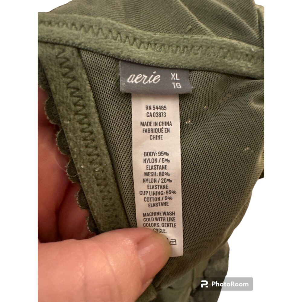 Lot of 2 Aerie XL Racerback Wireless Bralettes Taupe/Green - Picture 4 of 4